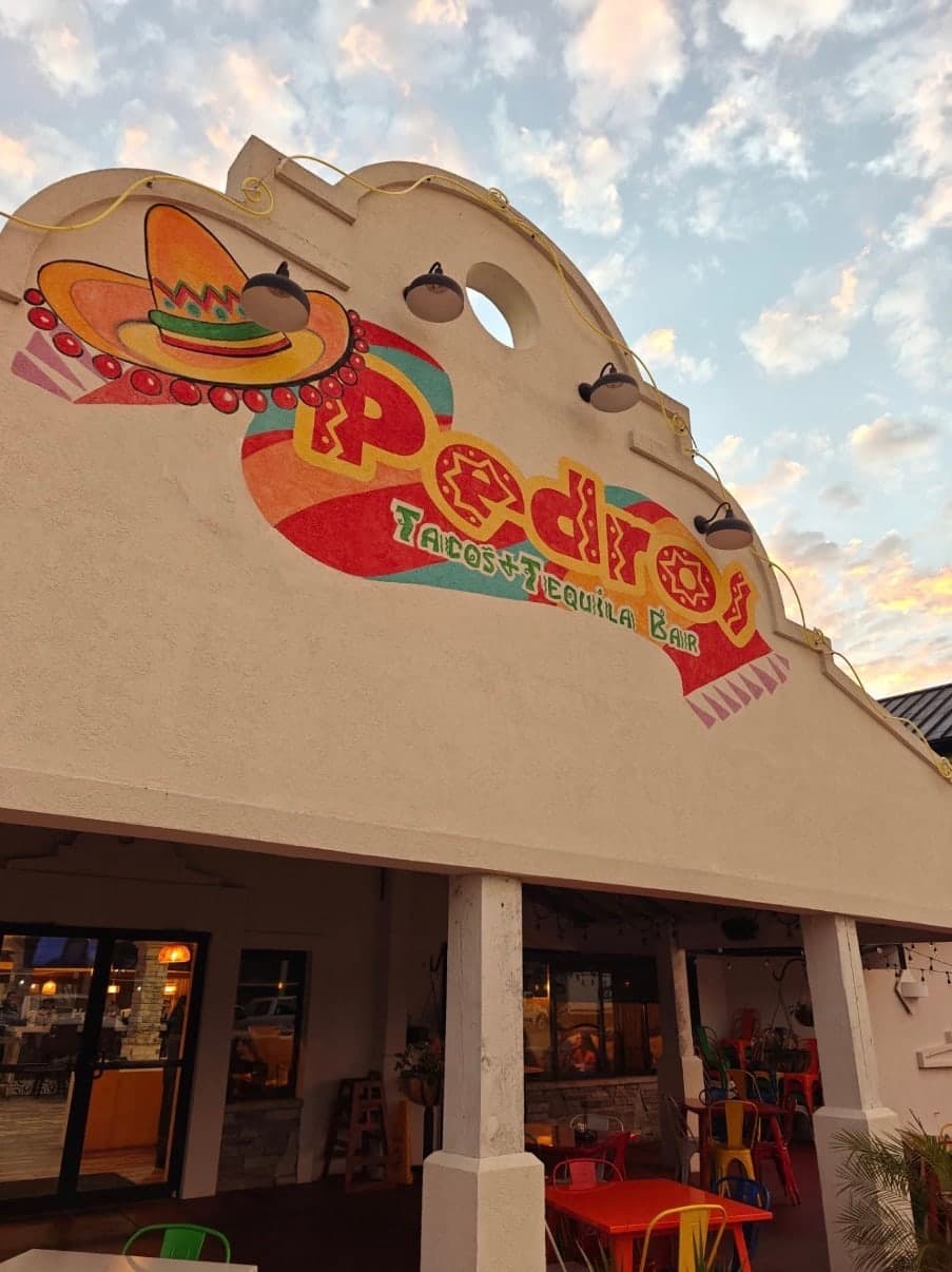 Pedro's Tacos & Tequila Bar sign on N MacArthur Drive.